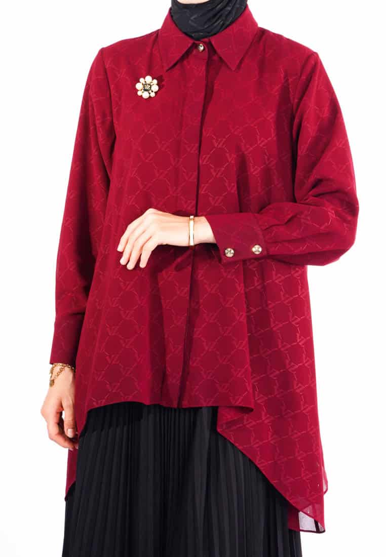 Signature Embossed Top - Burgundy - Image 3
