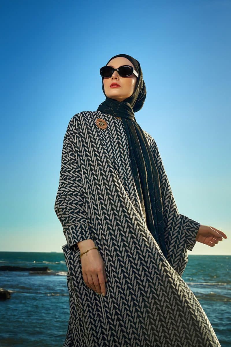 VZ Monogram Kaftan - Black - White - Image 3