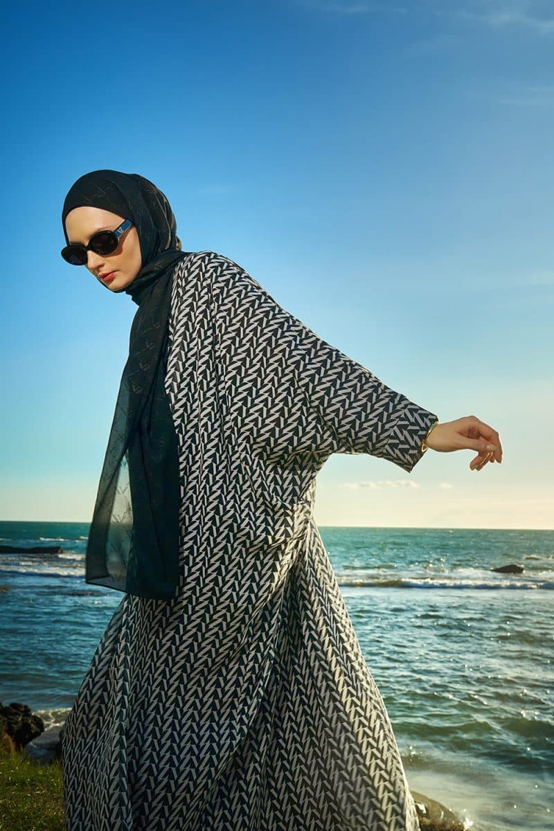 VZ Monogram Kaftan - Black - White - Image 4