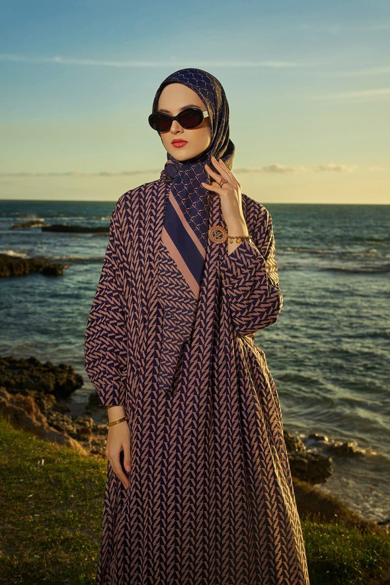 VZ Monogram Kaftan - Navy - Cream - Image 3