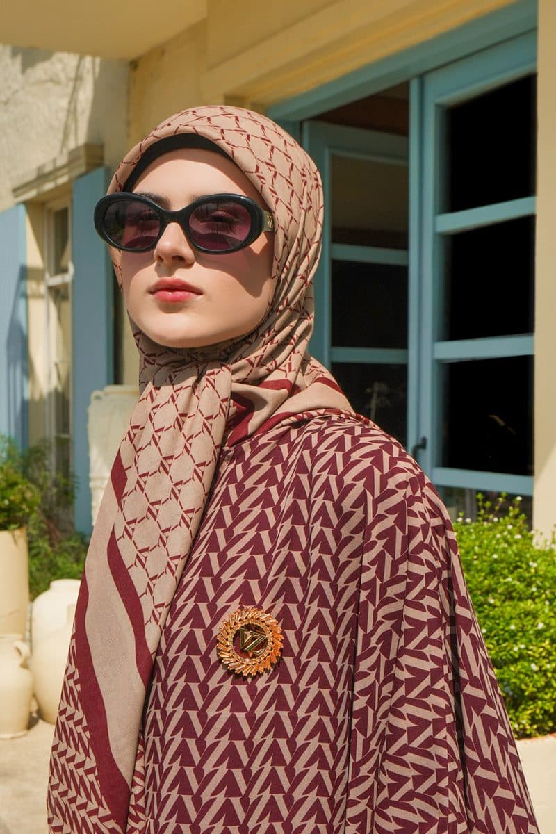 Monogram Scarf 3.0 - Cream-Maroon - Image 4