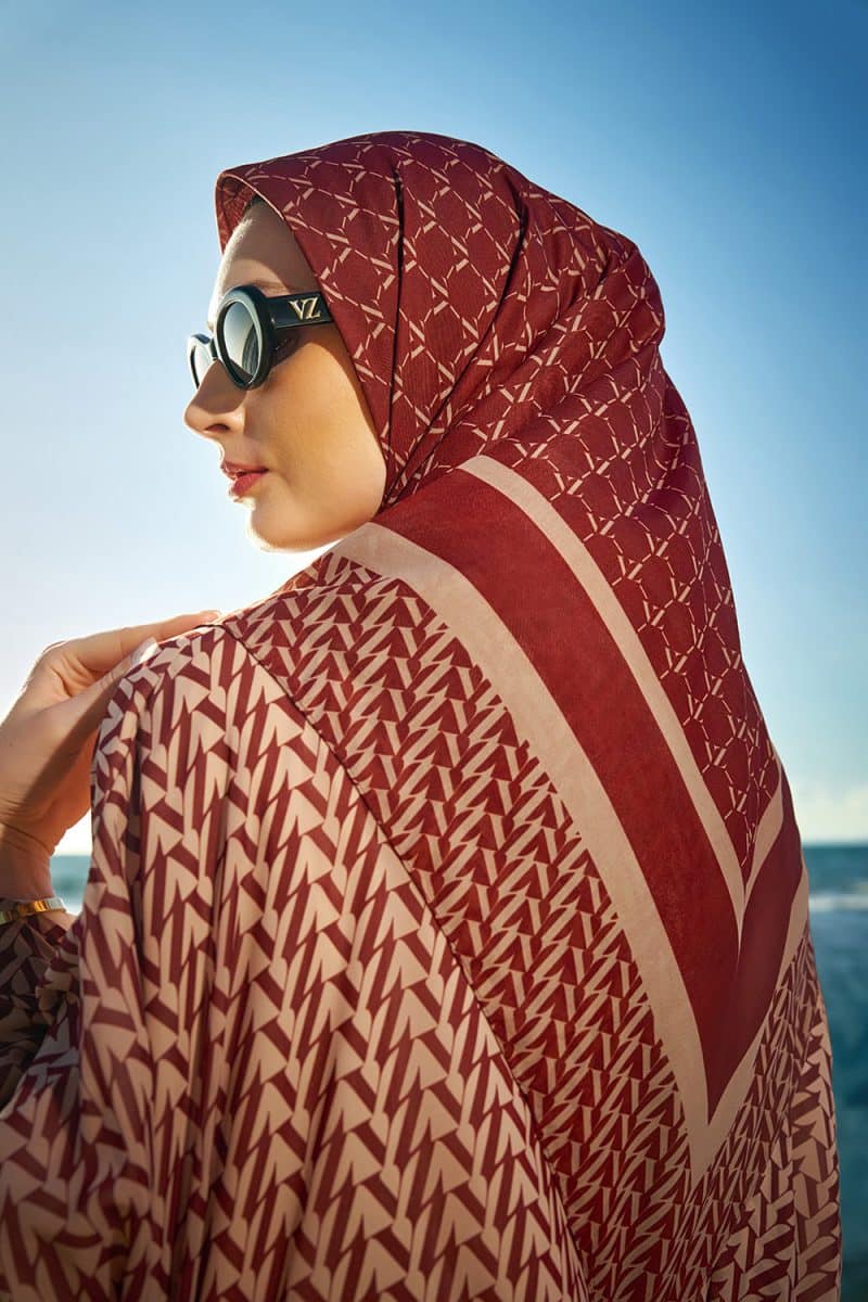Monogram Scarf 3.0 - Maroon-Cream - Image 2