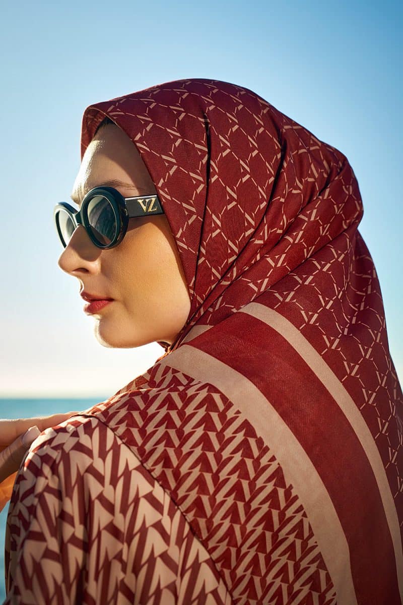Monogram Scarf 3.0 - Maroon-Cream - Image 5