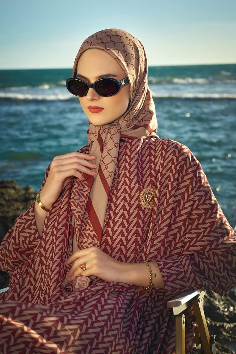 Monogram Scarf 3.0 - Cream-Maroon - Image 6