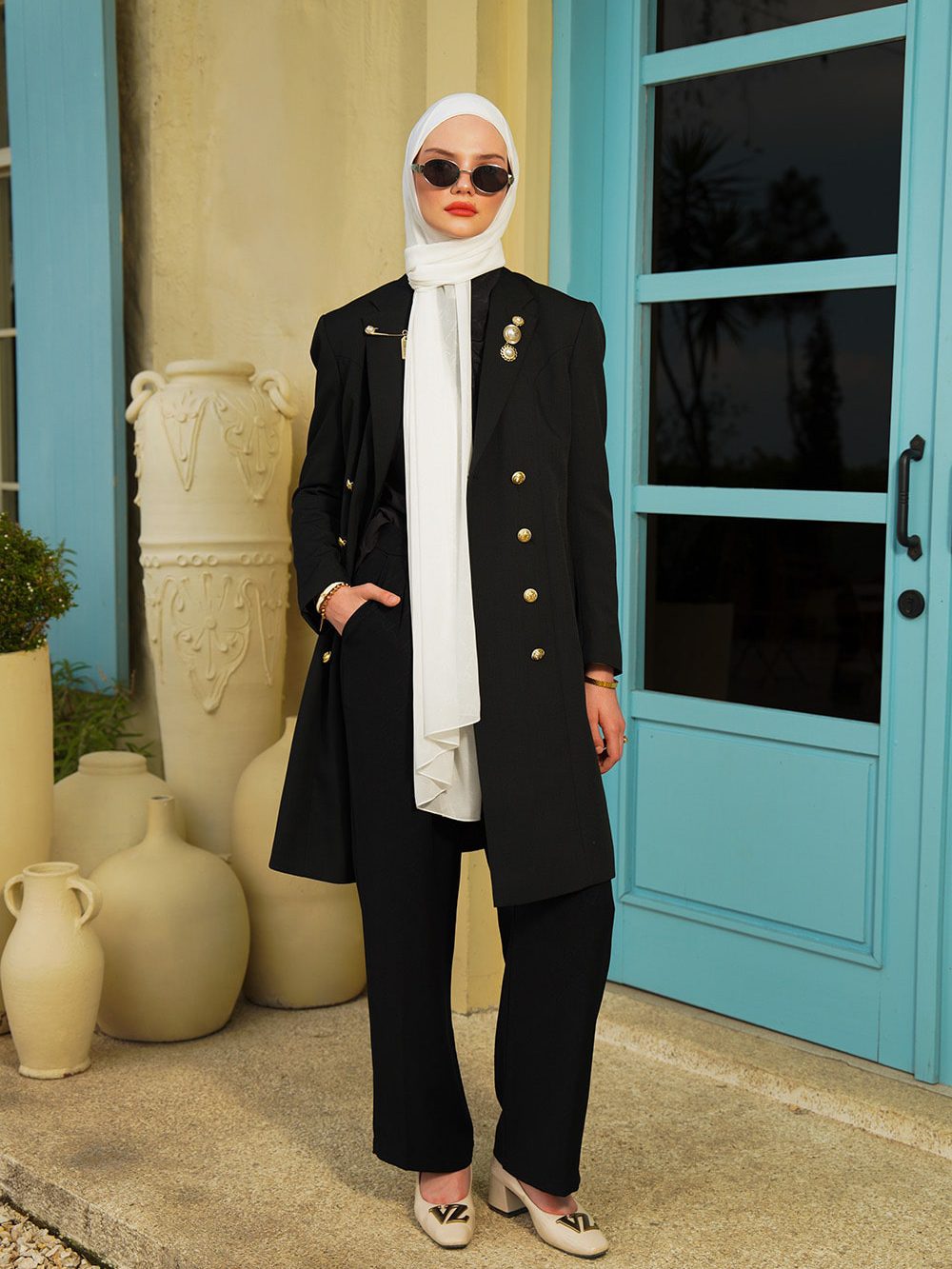 VZ Signature Embossed Pants - Black