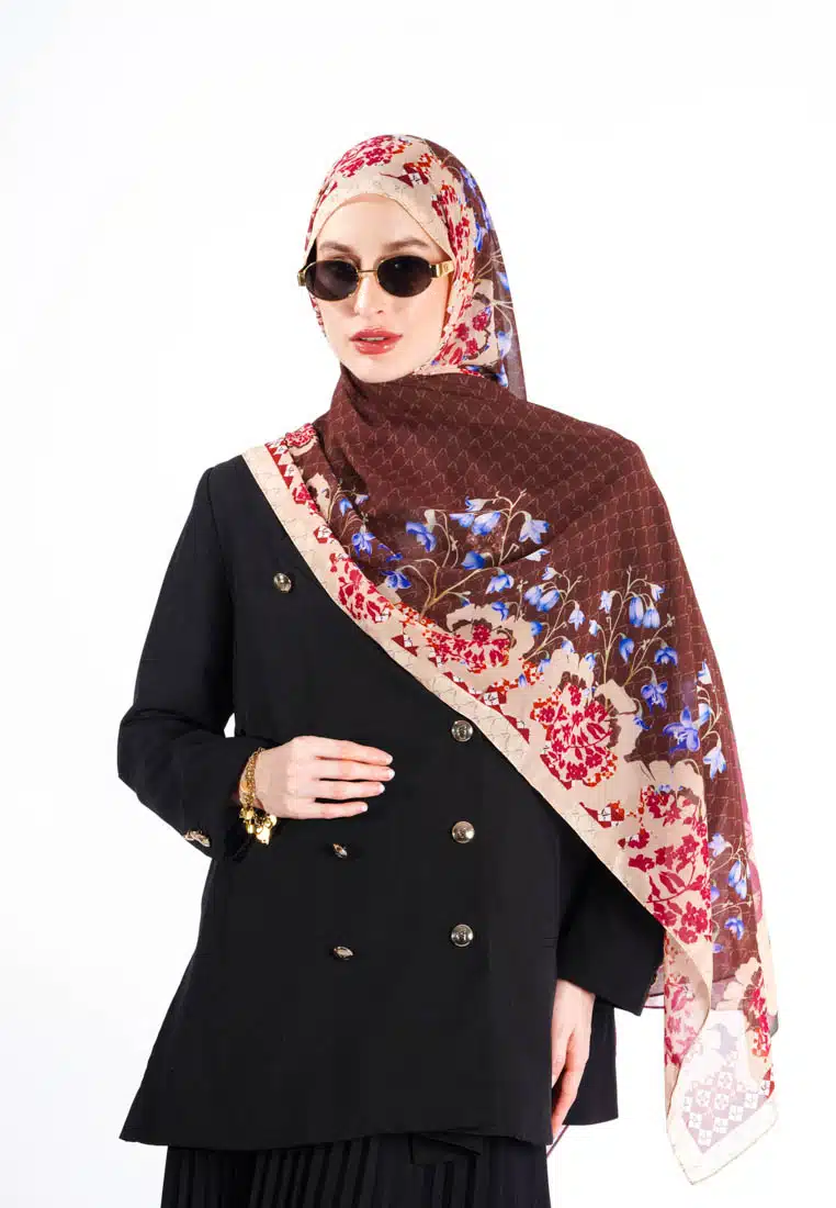 VZ Fiori Pashmina - Maroon - VIVIZUBEDI