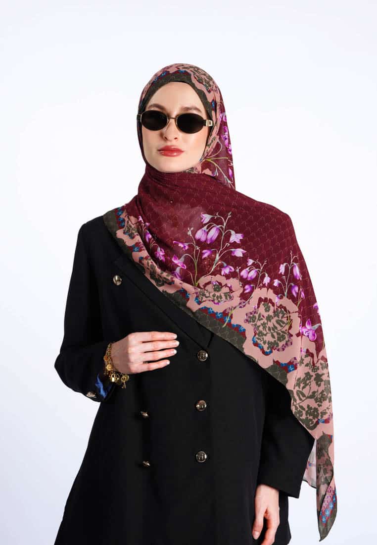 VZ Fiori Pashmina - Maroon