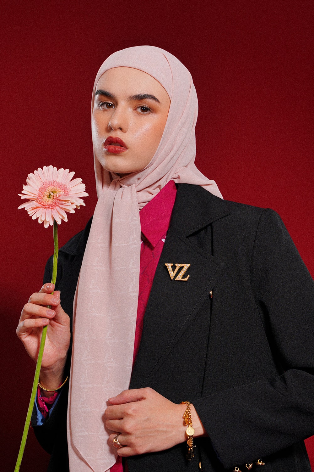 Signature Embossed Scarf - Rose