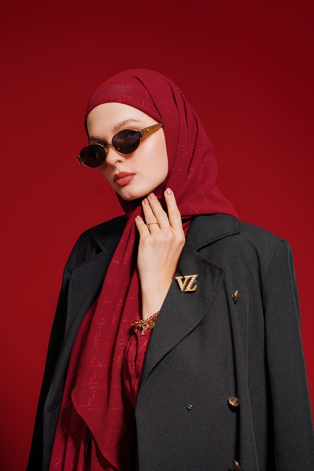 Signature Embossed Scarf - Maroon