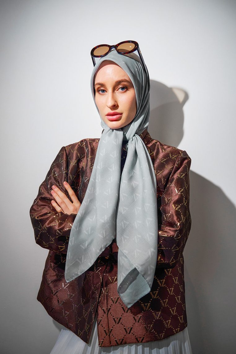 Monogram Voal Scarf - Asparagus