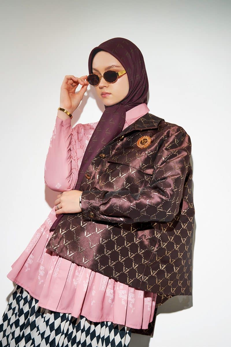 Monogram Voal Scarf-Azalea
