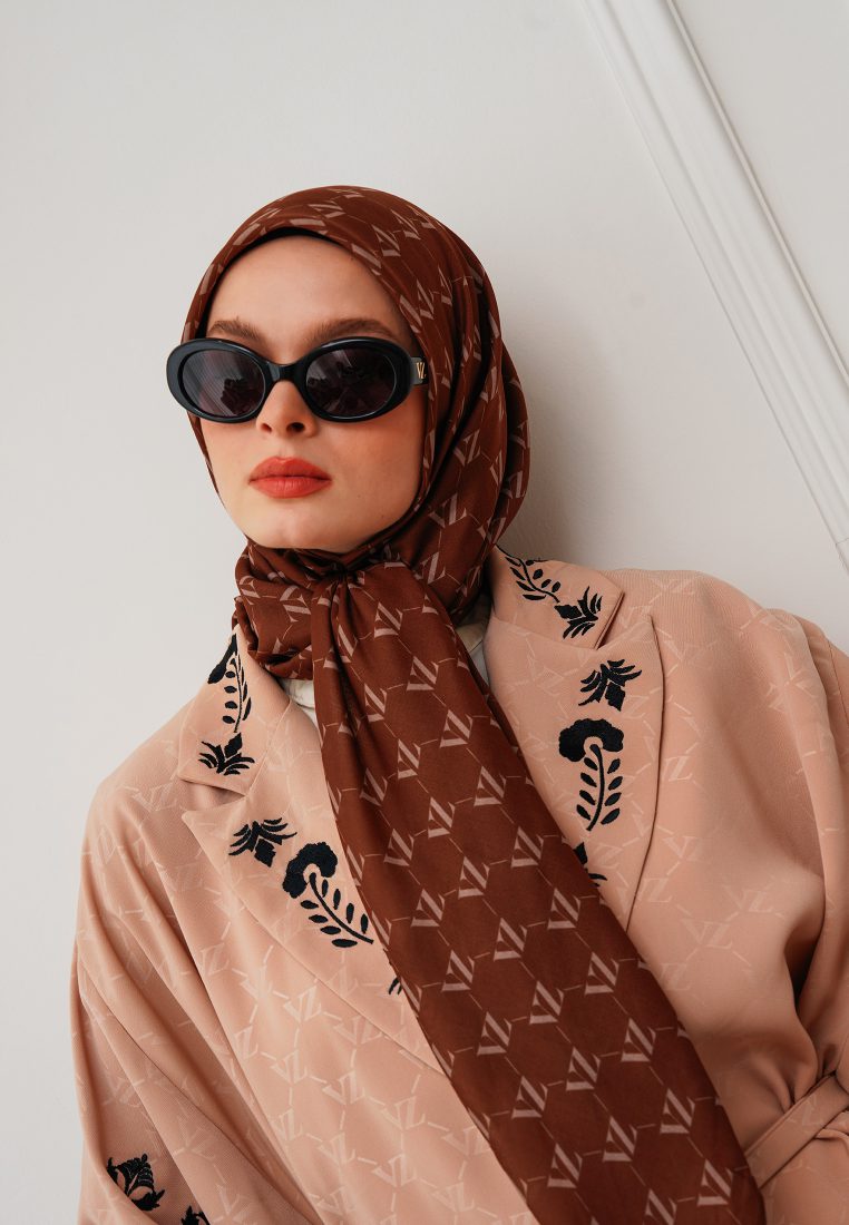 Monogram Voal Scarf - Gold Brown