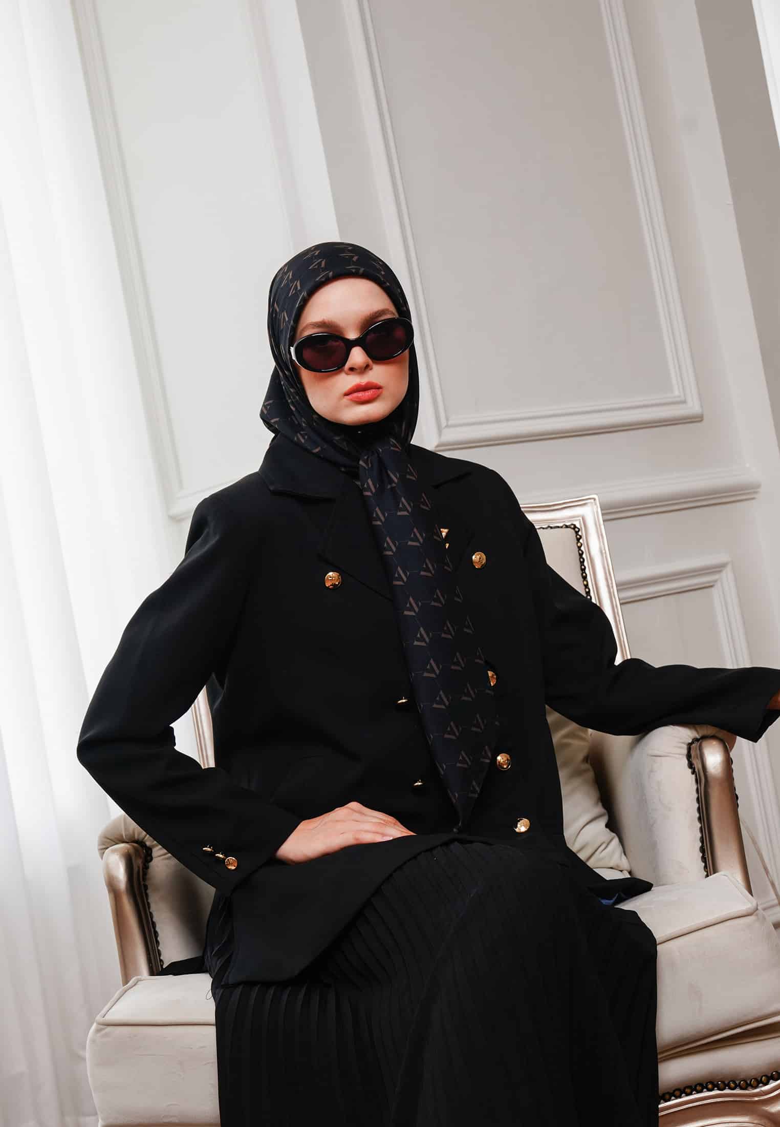 Monogram Voal Scarf - Black Ombre