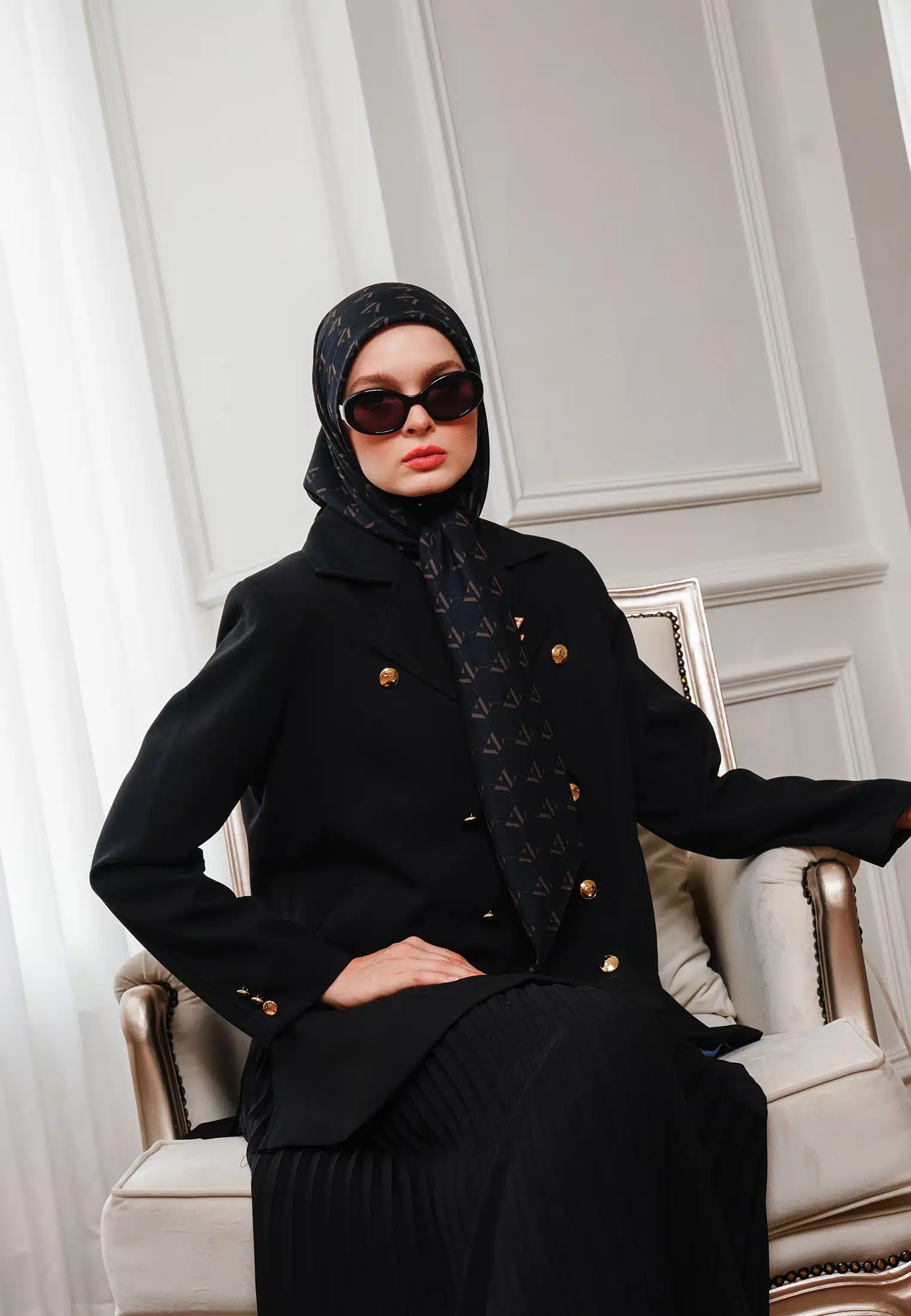 Monogram Voal Scarf - Black Ombre