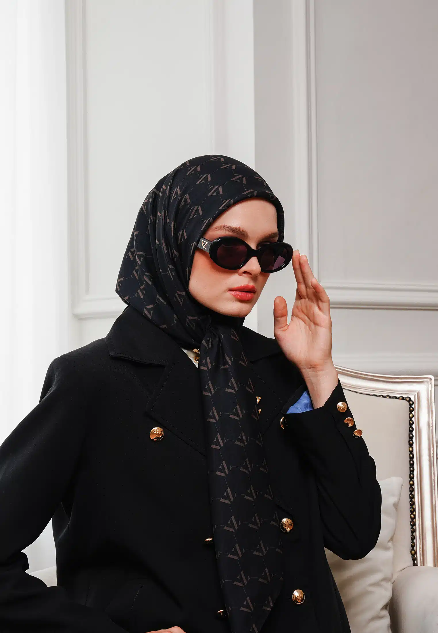 Monogram Voal Scarf - Black Ombre - Image 2