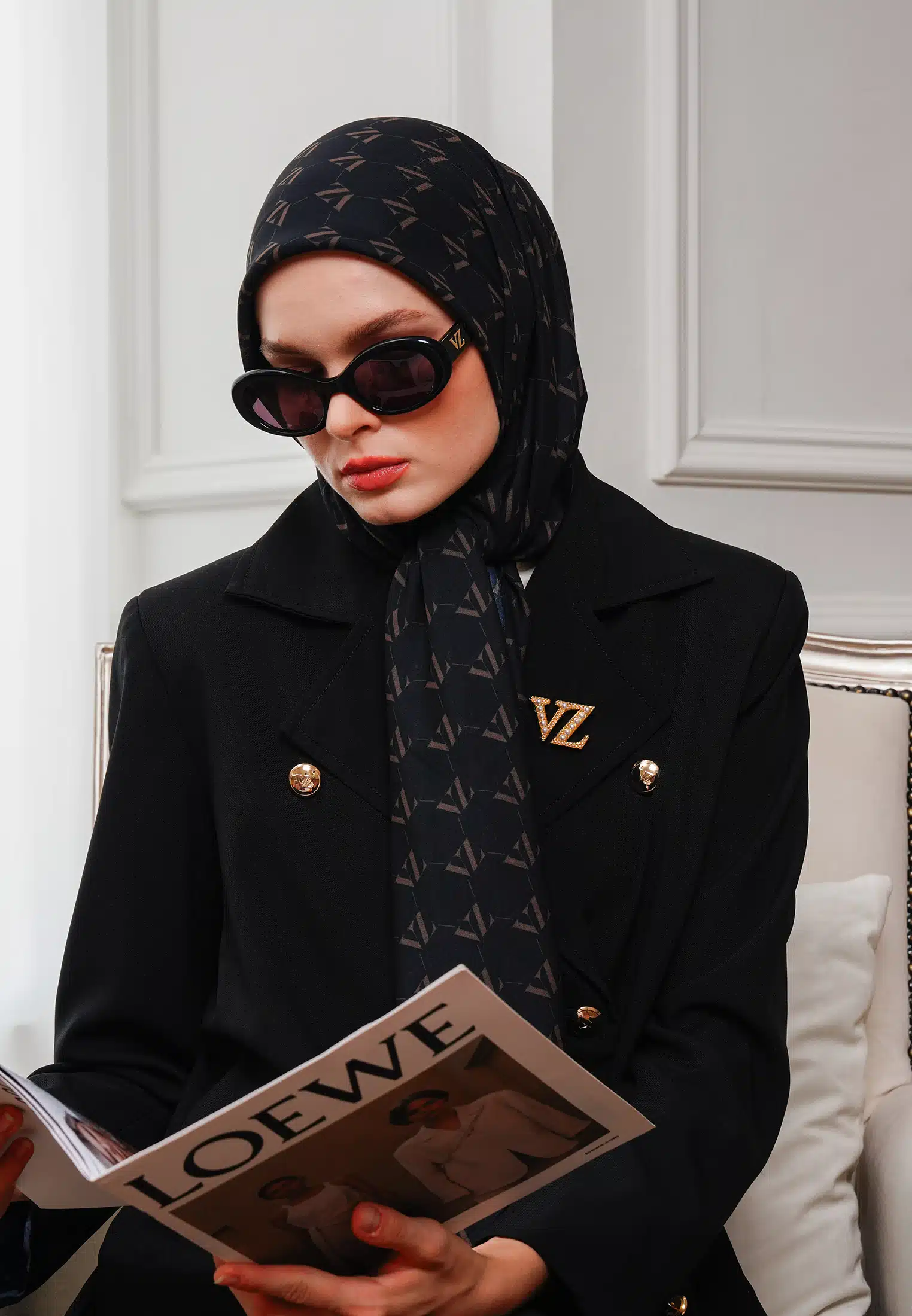 Monogram Voal Scarf - Black Ombre - Image 4