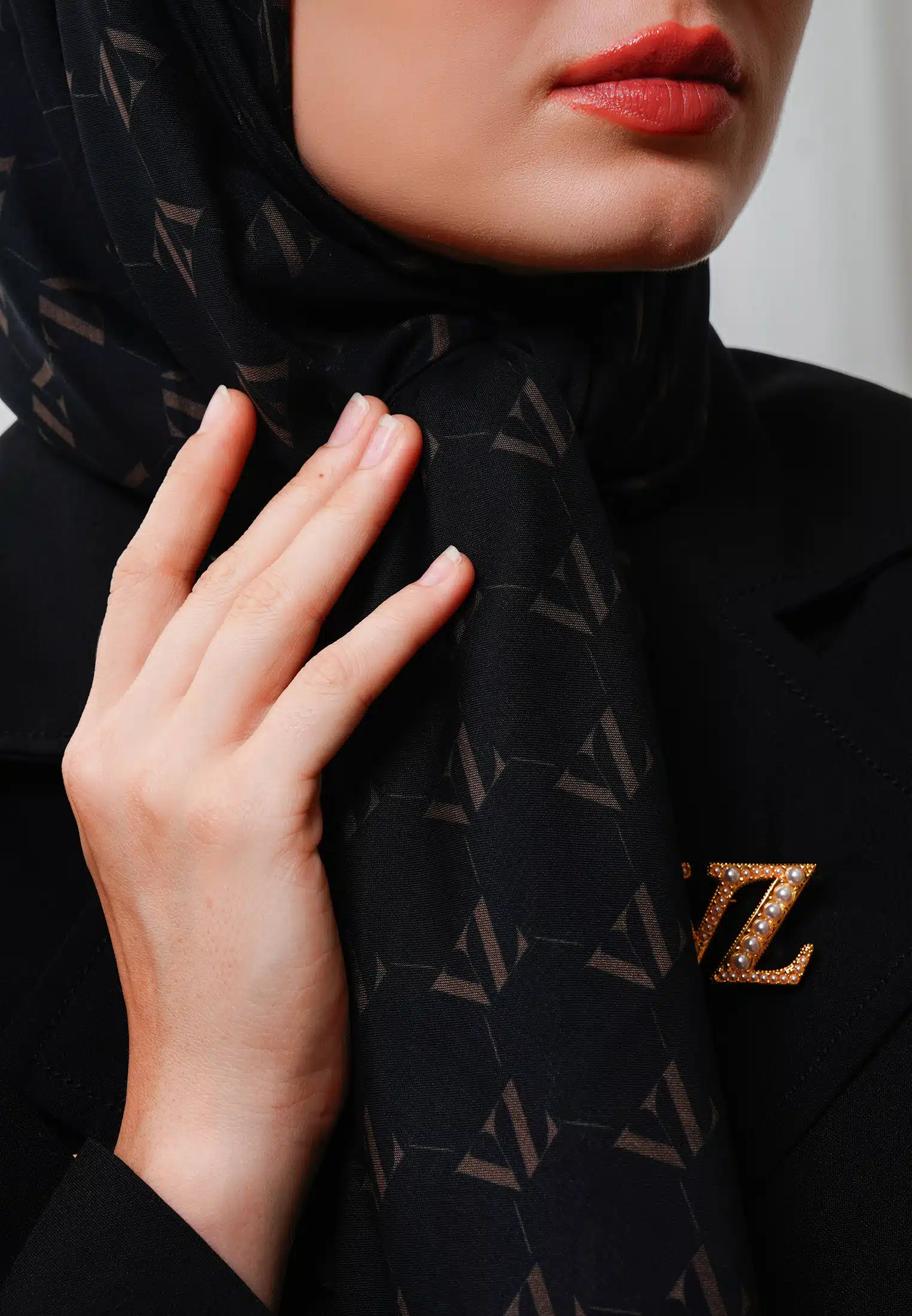 Monogram Voal Scarf - Black Ombre - Image 5