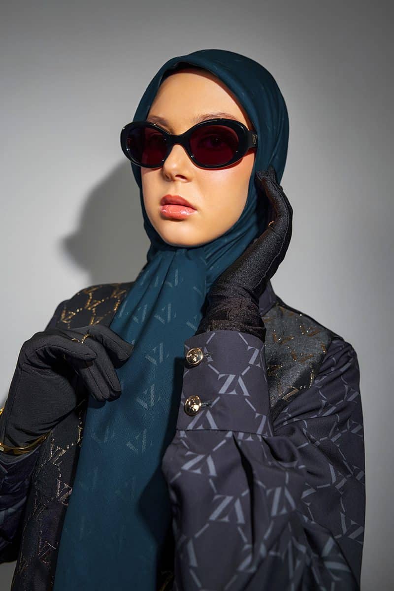 Monogram Voal Scarf - Peacock Blue - Image 4