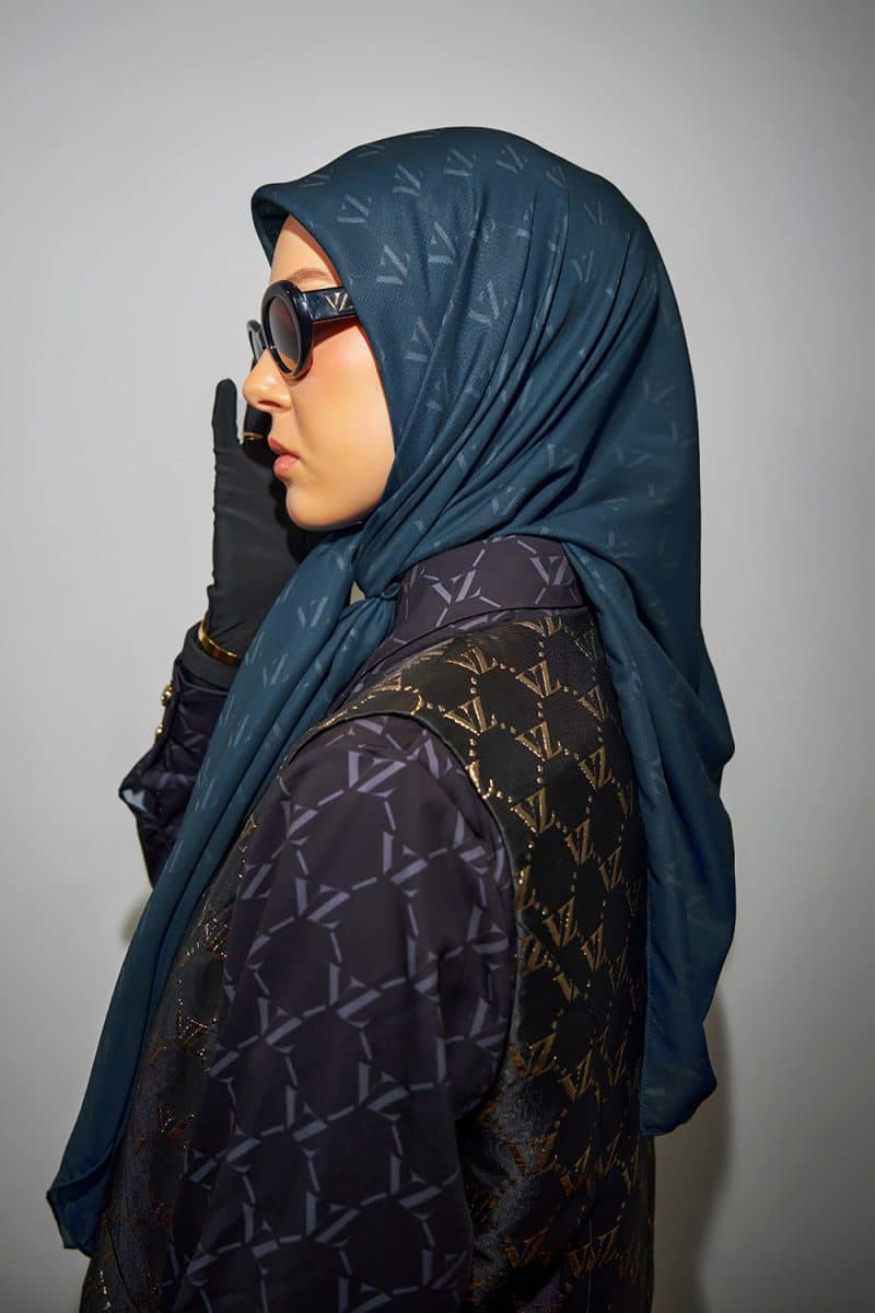 Monogram Voal Scarf - Peacock Blue - Image 3