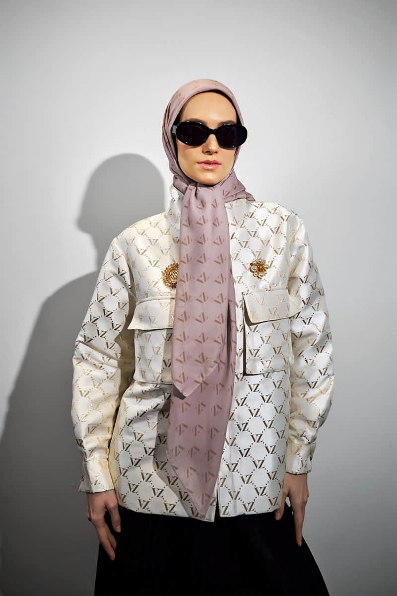 Monogram Voal Scarf - Pearl - Image 5