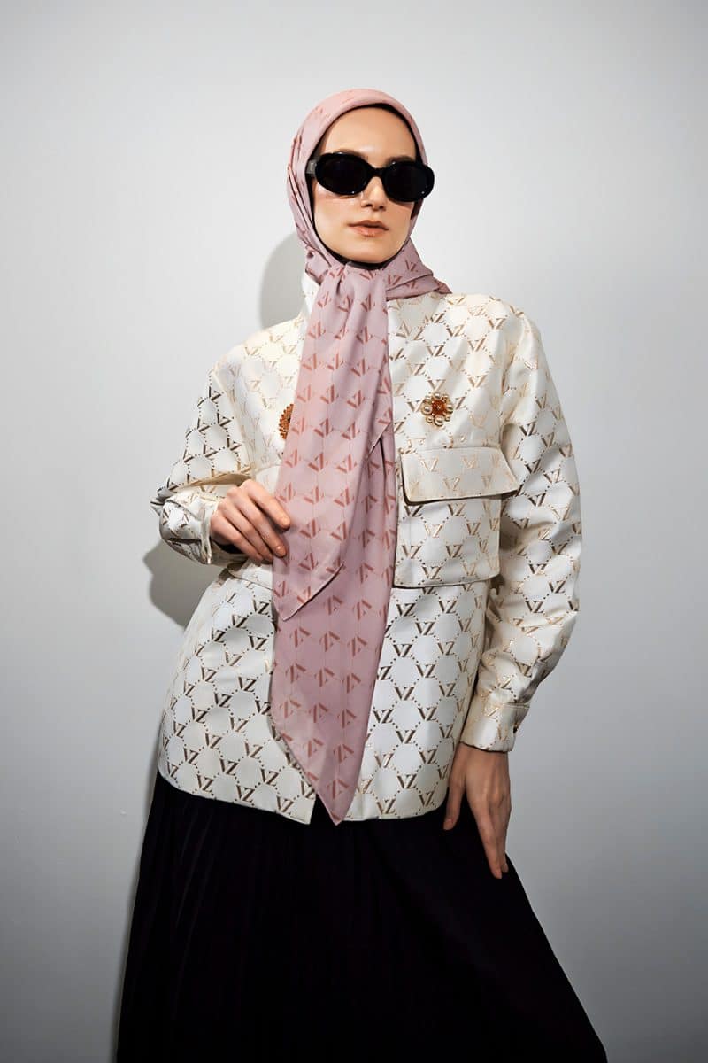 Monogram Voal Scarf - Pearl - Image 4