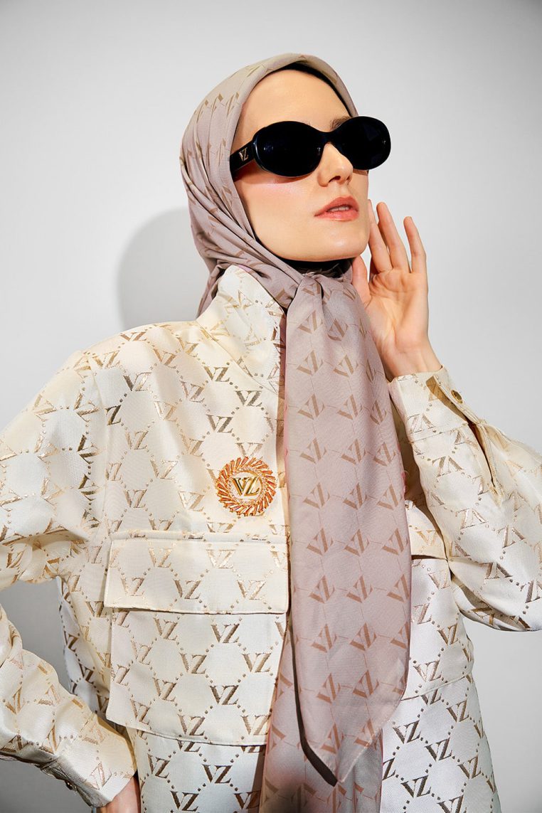 Monogram Voal Scarf - Pearl