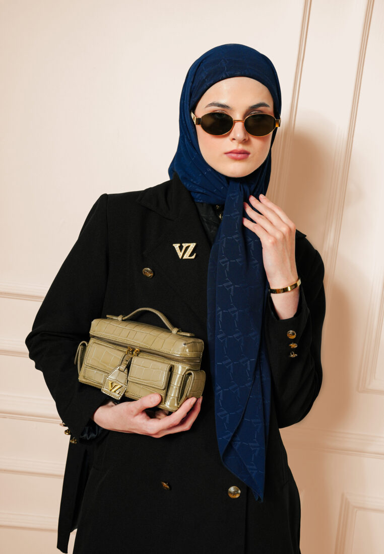 Signature Embossed Scarf - Navy