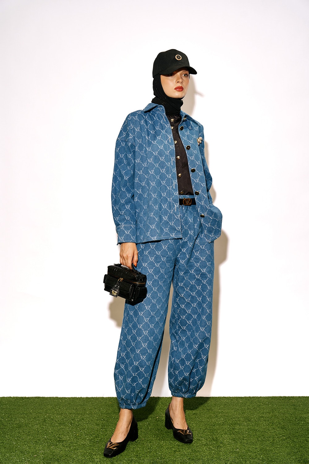 VZ Denim Embossed Top - Dark Blue