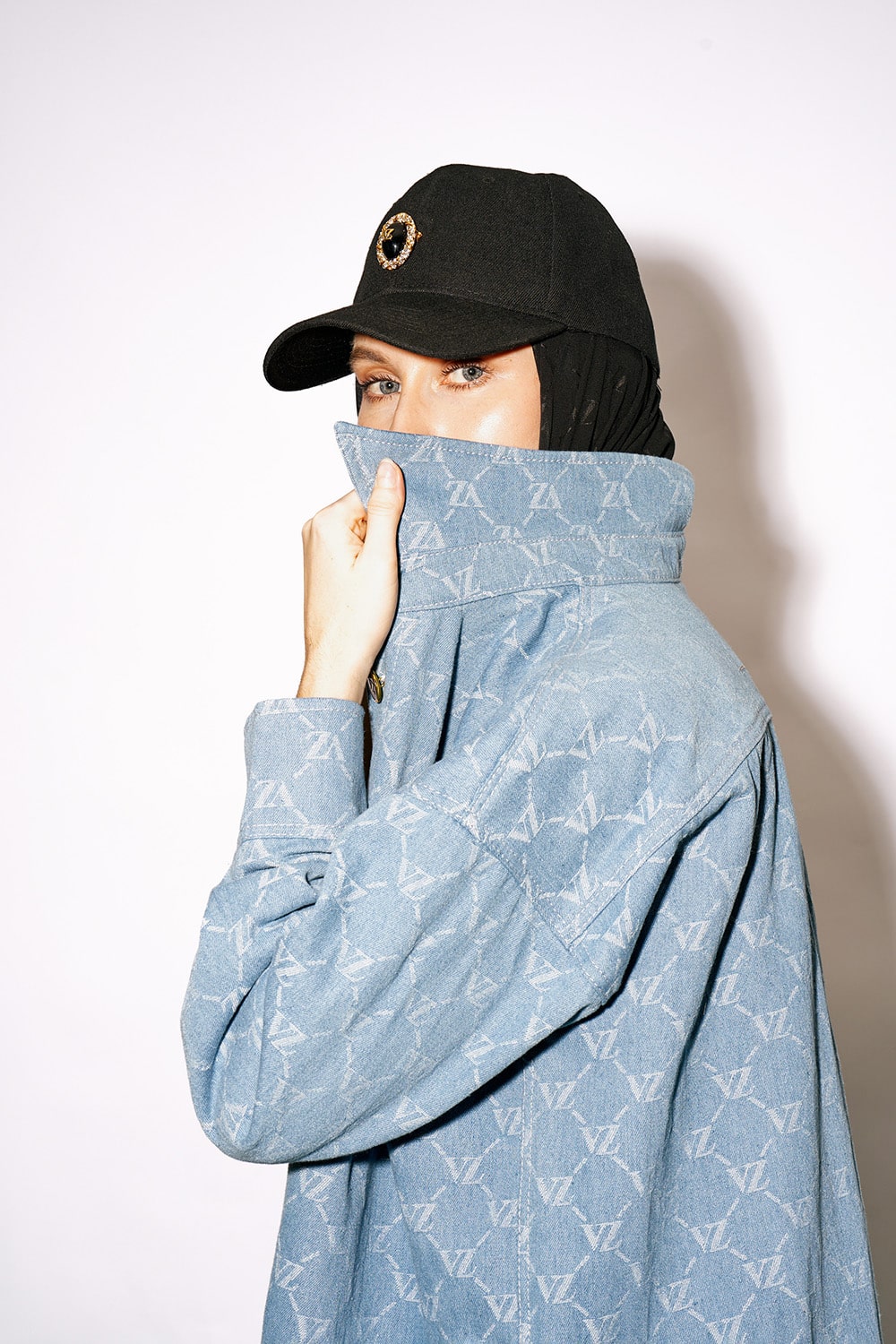 VZ Denim Embossed Top - Light Blue