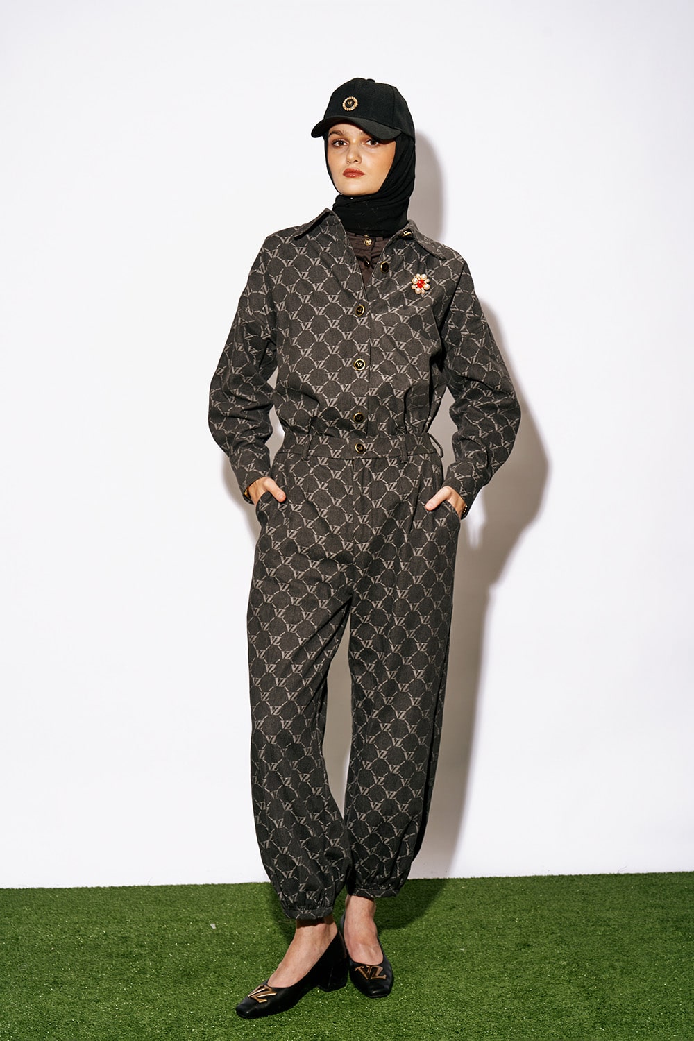 VZ Denim Embossed Top - Charcoal