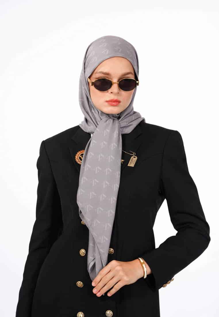 Monogram Voal Scarf - Cloud Grey