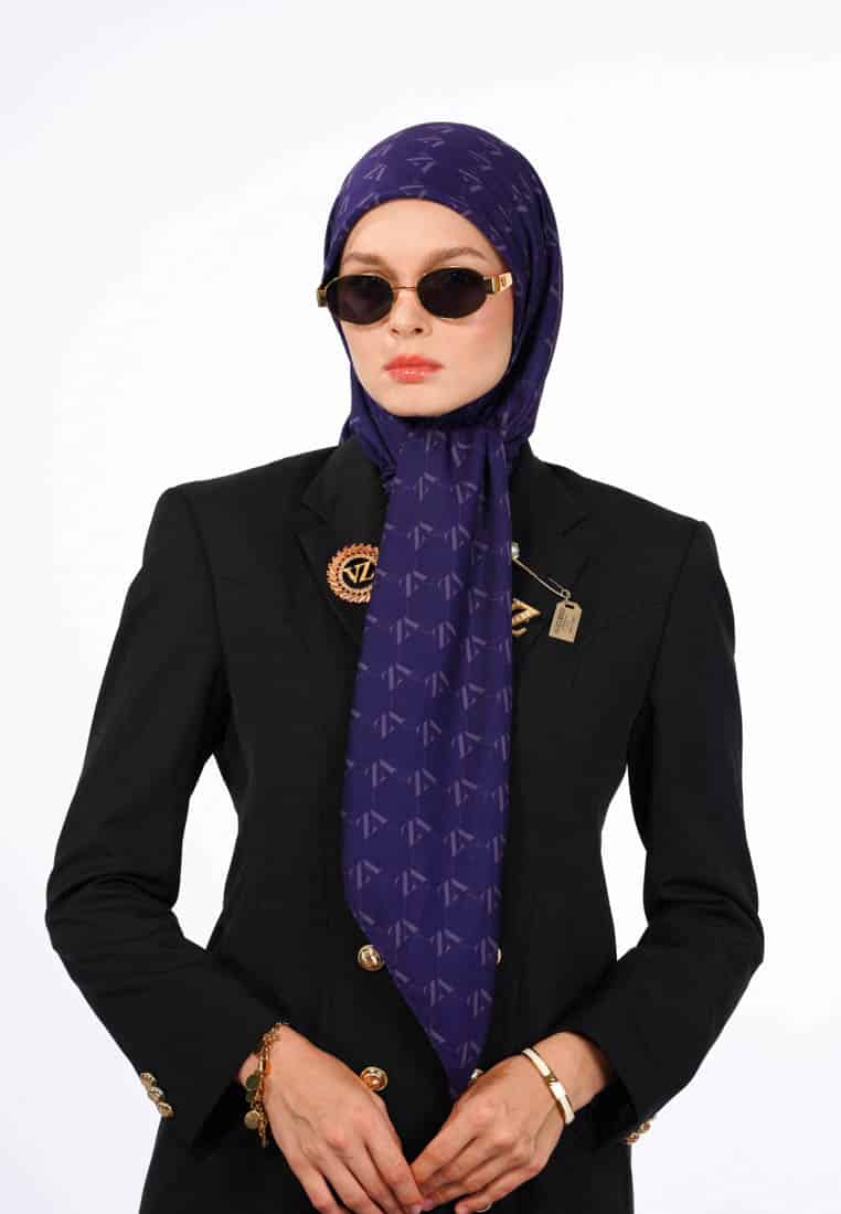 Monogram Voal Scarf - Navy