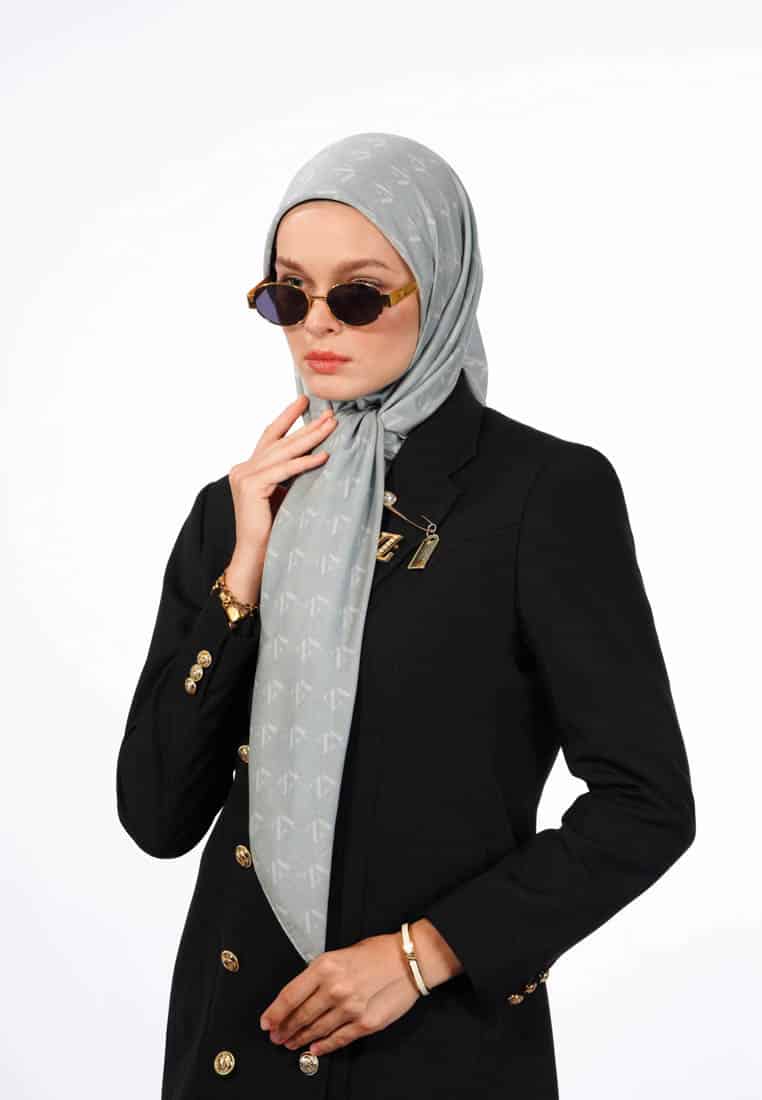 Monogram Voal Scarf - Ash Grey