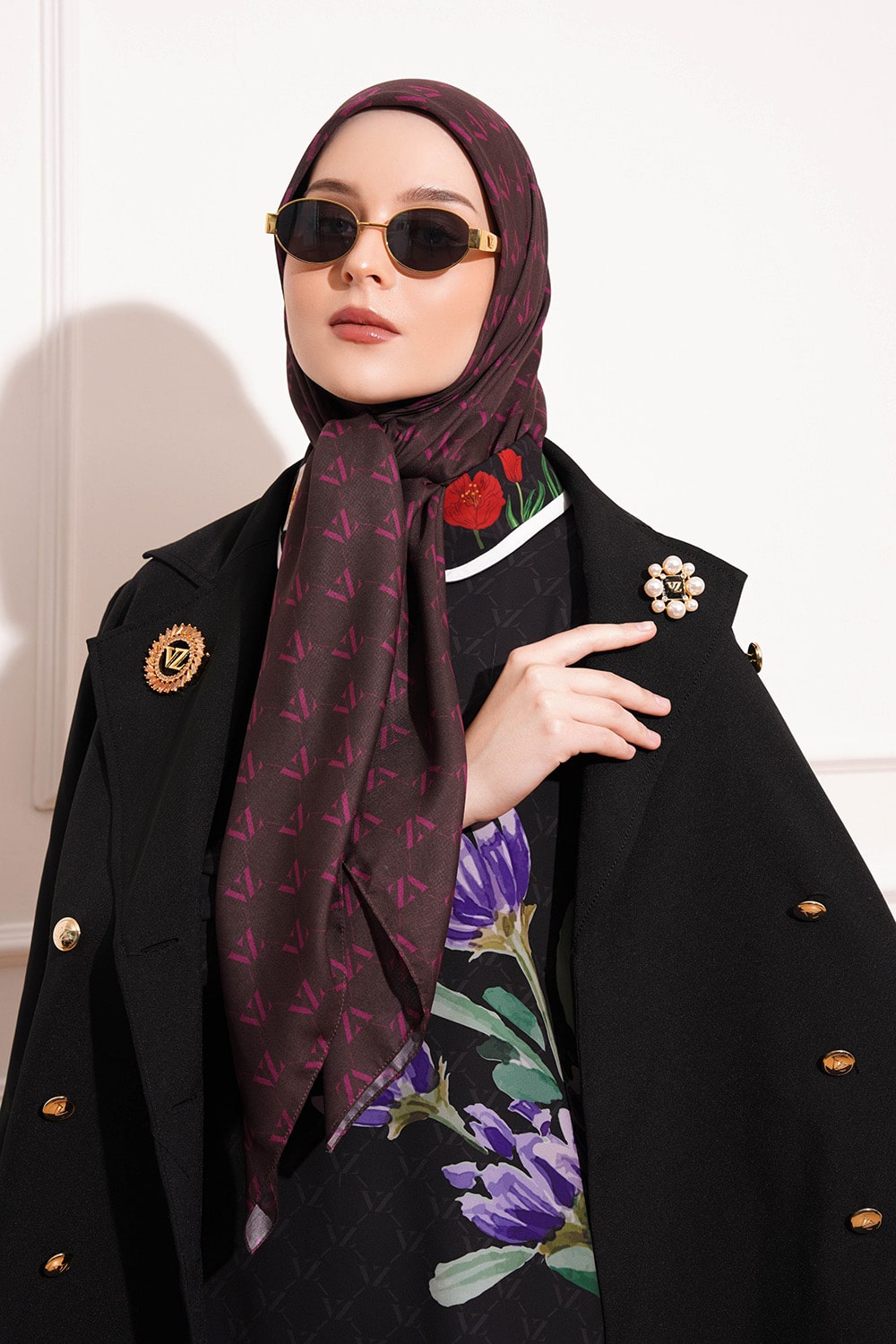 Monogram Voal Scarf-Wine