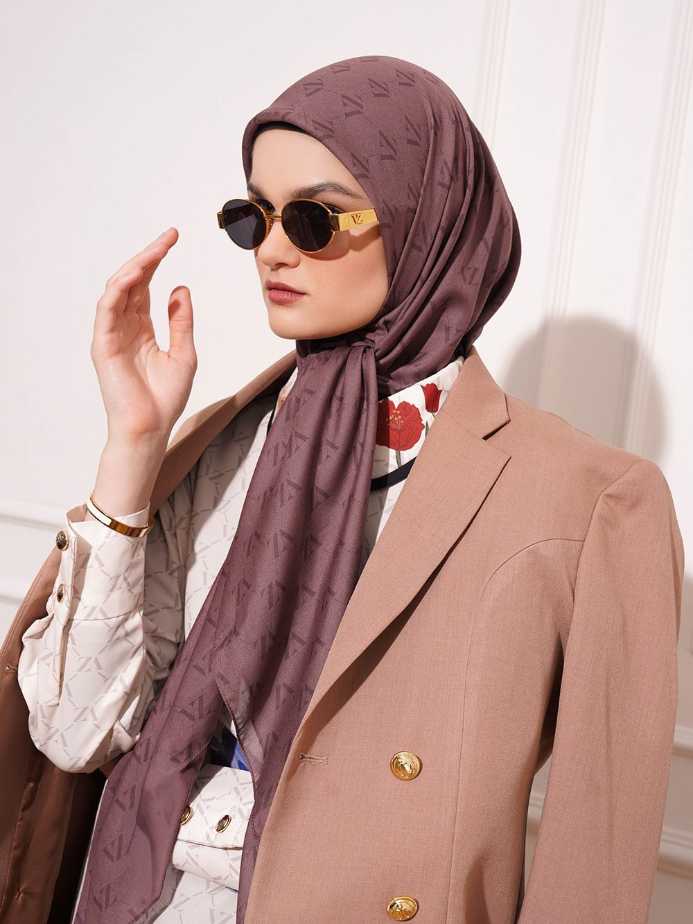 Monogram Voal Scarf - Russet Brown