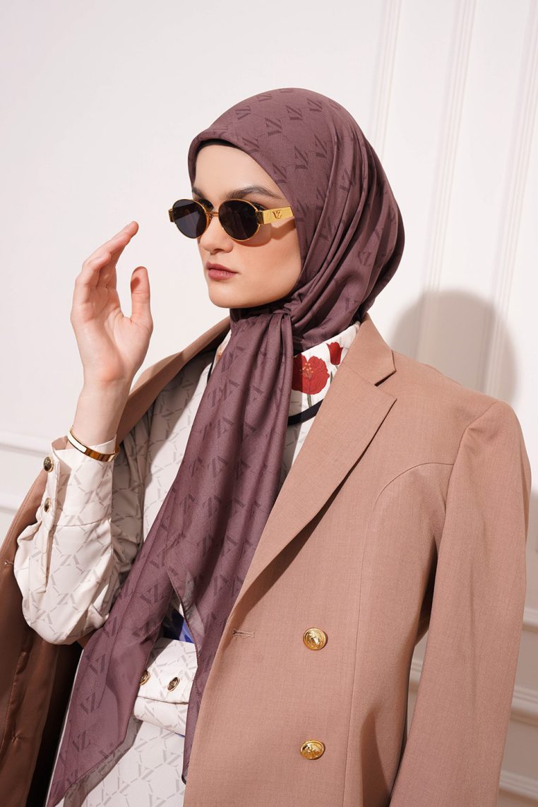 Monogram Voal Scarf - Russet Brown