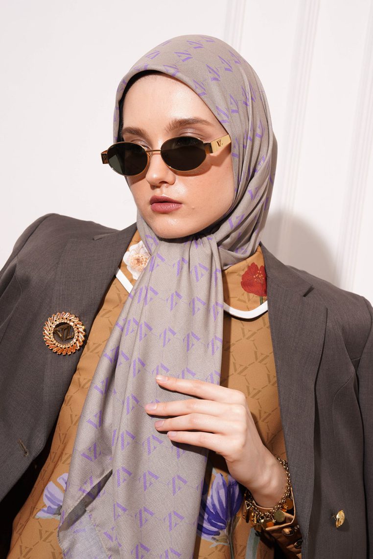 Monogram Voal Scarf - Nude