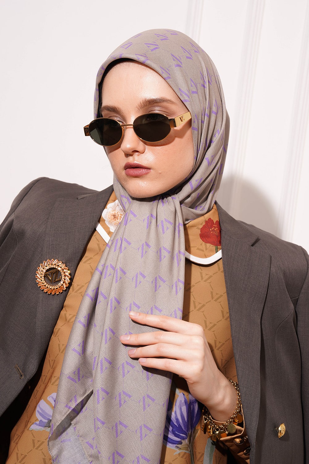 Monogram Voal Scarf-Nude