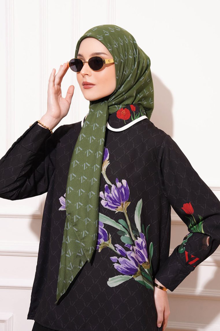 Monogram Voal Scarf - Greenery