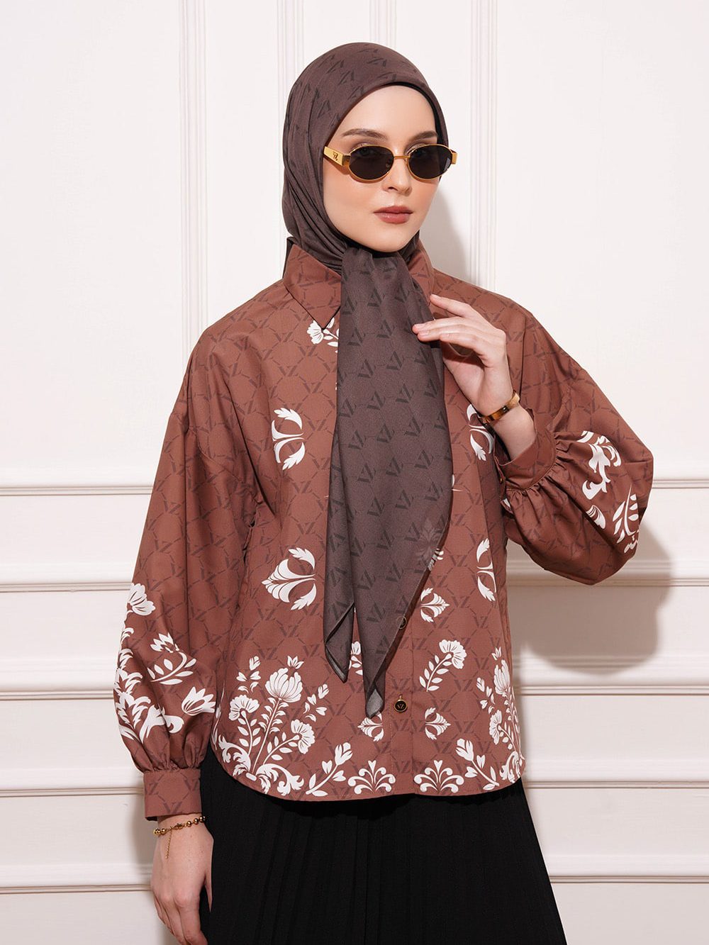 Monogram Voal Scarf - Taupe Brown