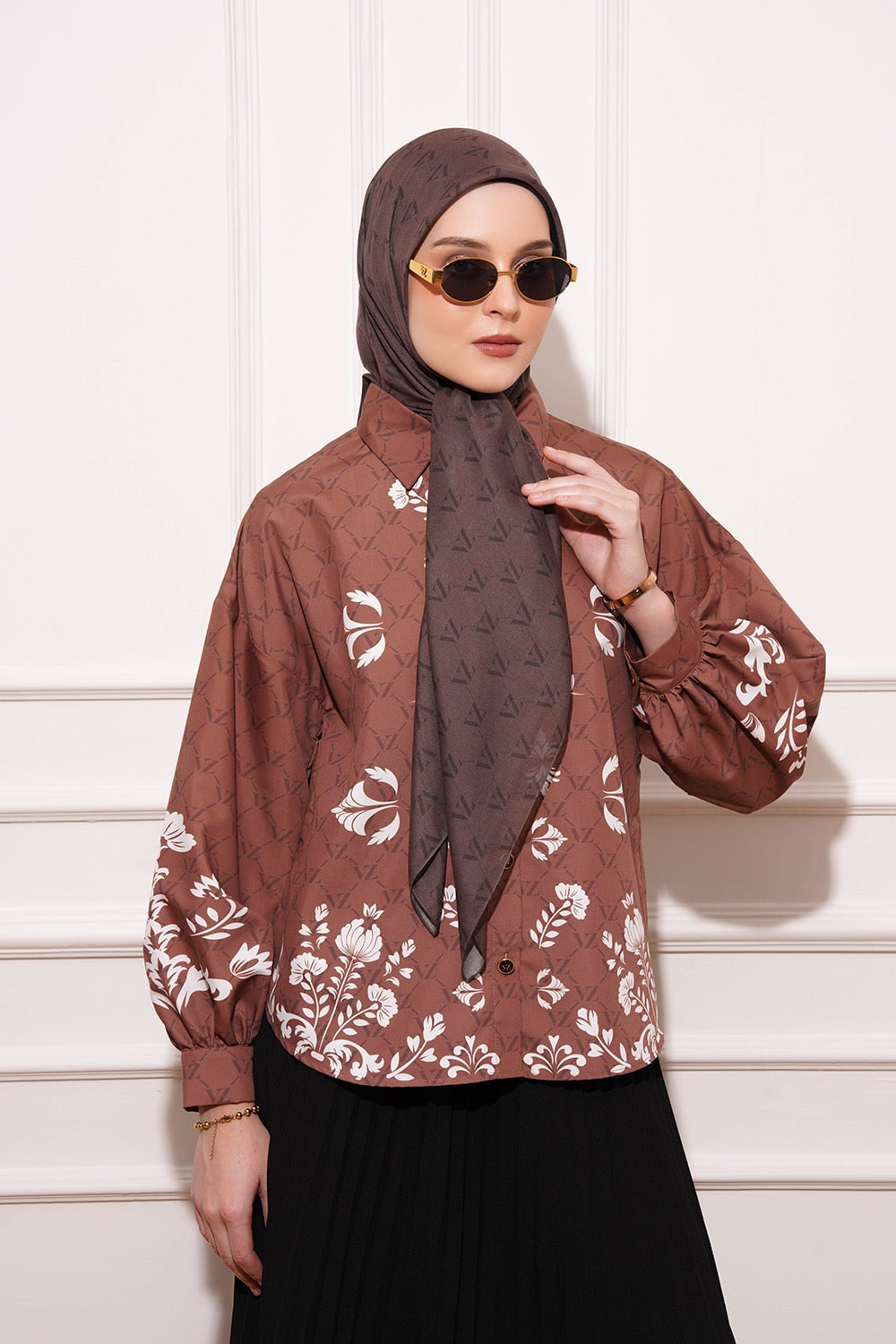 Monogram Voal Scarf - Taupe Brown