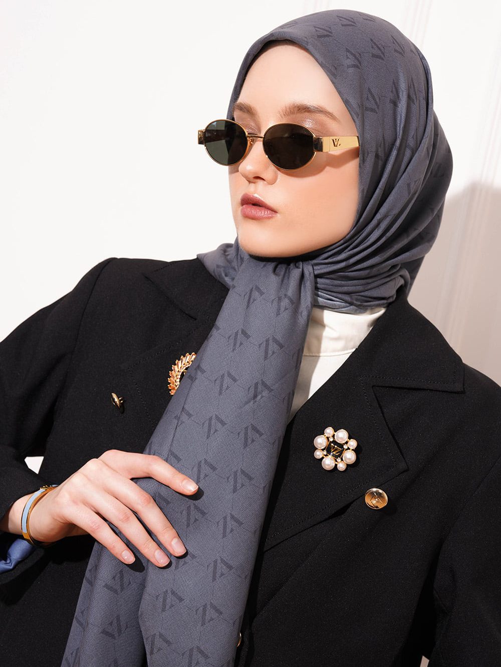 Monogram Voal Scarf - Stone