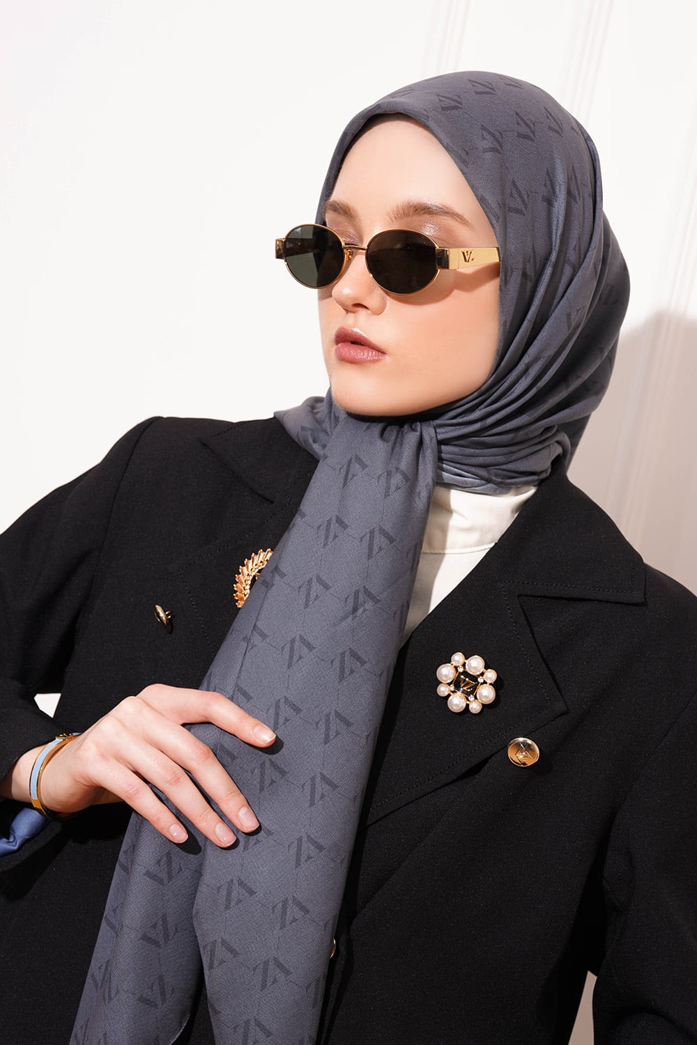 Monogram Voal Scarf - Stone