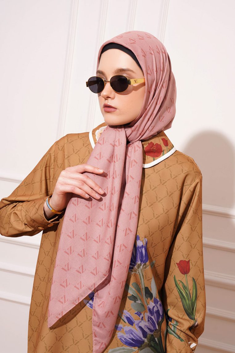 Monogram Voal Scarf - Peach