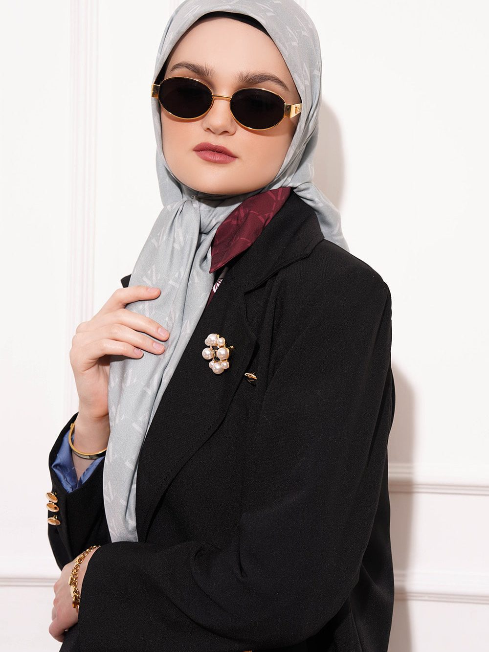 Monogram Voal Scarf - Ash Grey