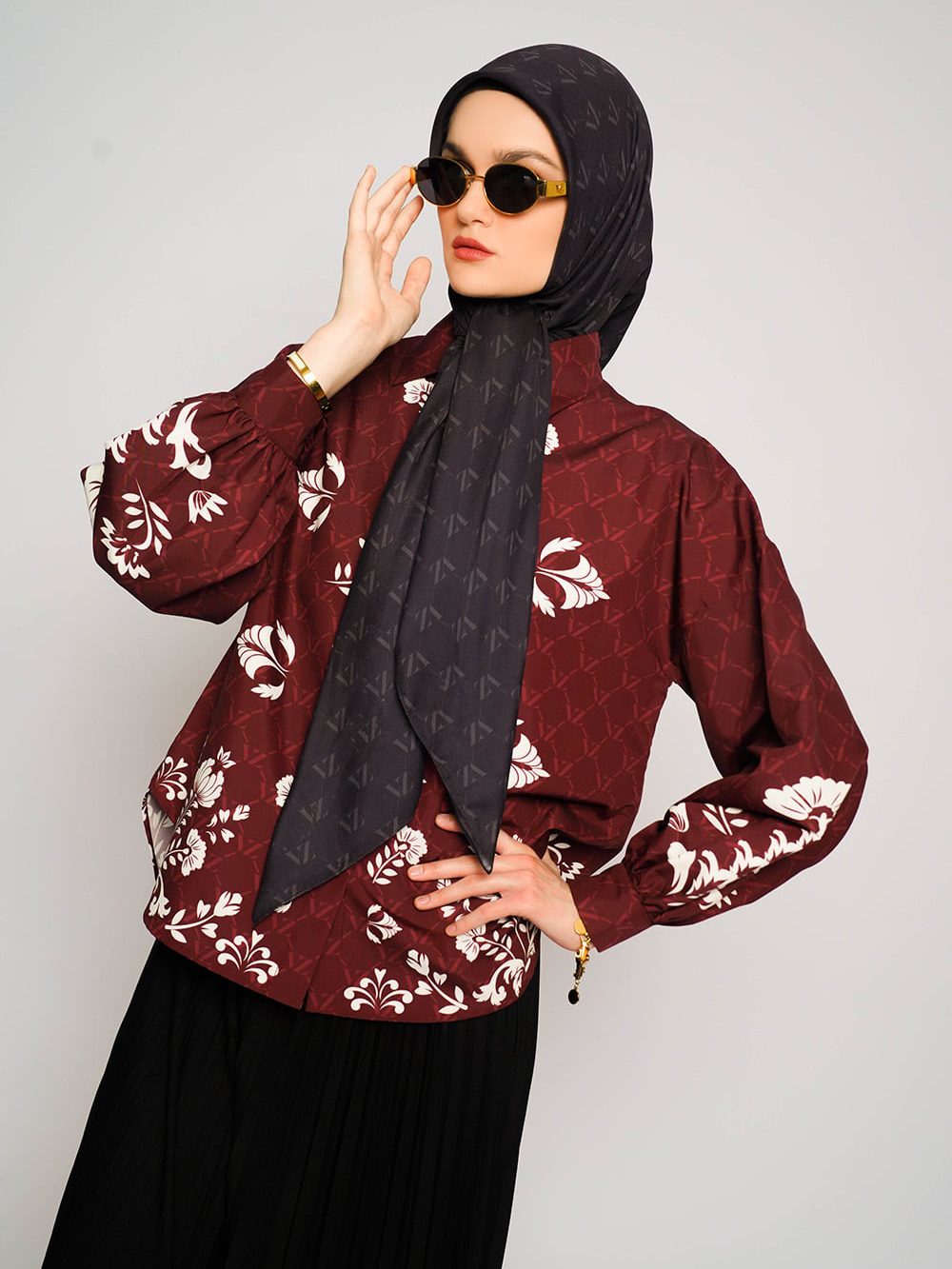 Monogram Voal Scarf - Wisteria Black