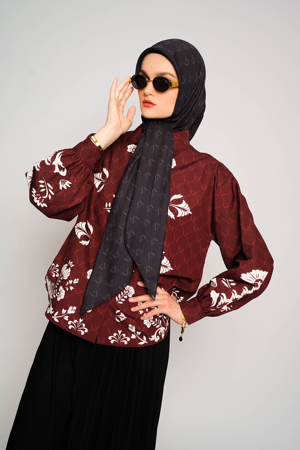 Monogram Voal Scarf - Wisteria Black