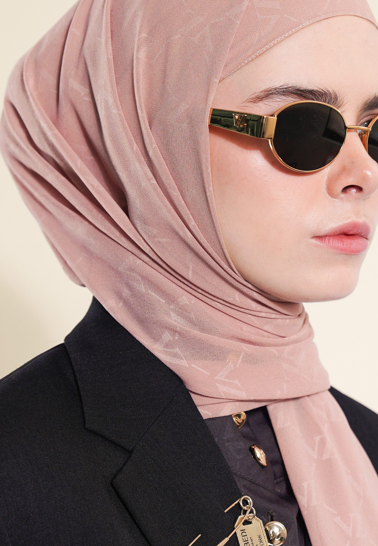VZ Signature Embossed Pashmina - Dusty Rose - Image 6