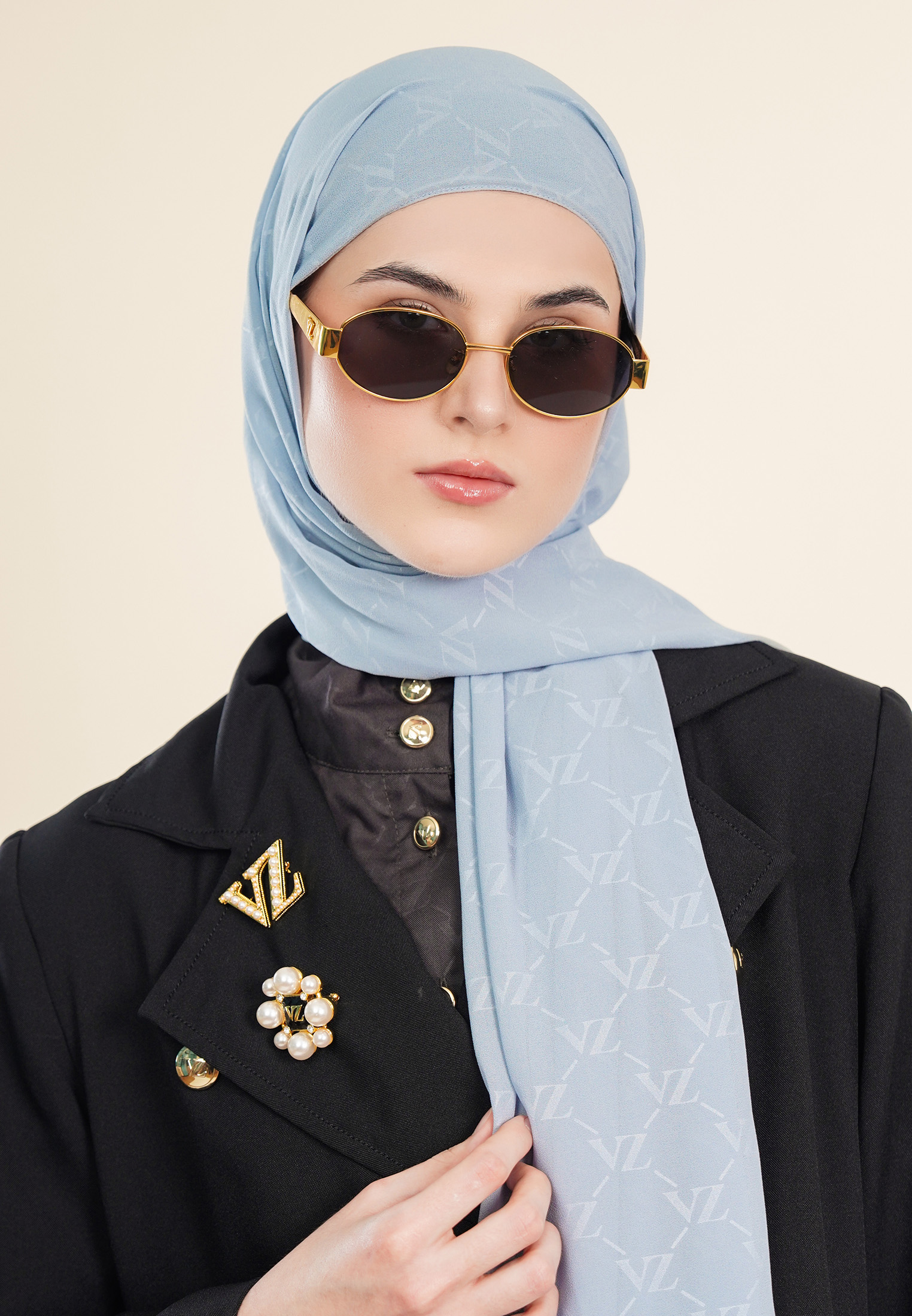 VZ Signature Embossed Pashmina - Calm Ocean