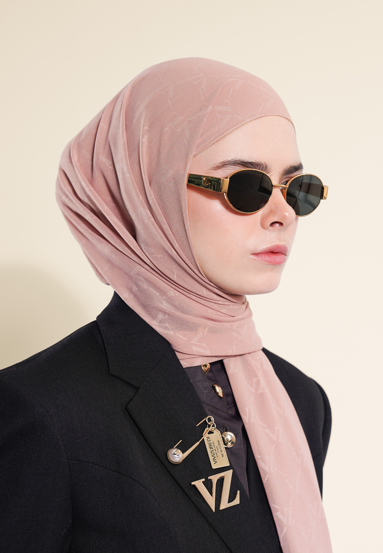 VZ Signature Embossed Pashmina - Dusty Rose - Image 5